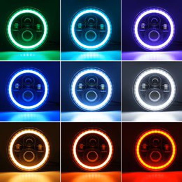 7 in. RGB LED Projector Headlight with 4.5 in. Fog Lights Plus Bracket Combo for Touring Models - Multi Color
