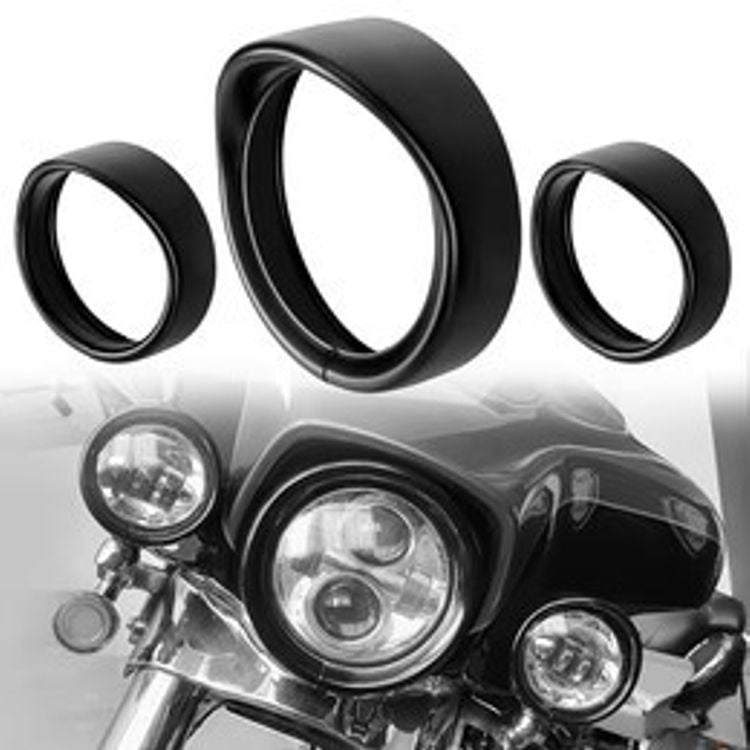 7 in. Headlight with 4.5 in. Fog Light Trim Ring Kits for Harley Davidson in Black or Chrome