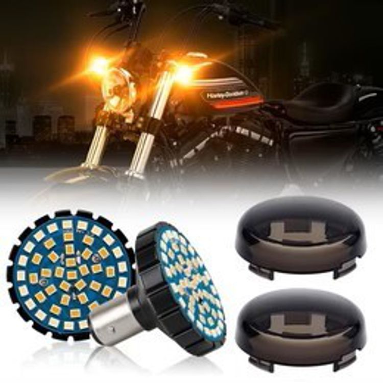 2'' Front LED Turn Signal & Running Light and Rear LED Brake Light  DUAL CONTACT 1157 Base + Bracket Combo