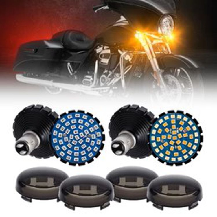 2'' Front LED Turn Signal & Running Light with 1157 Base + Rear  LED Brake Light with 1156 Base + Bracket Combo