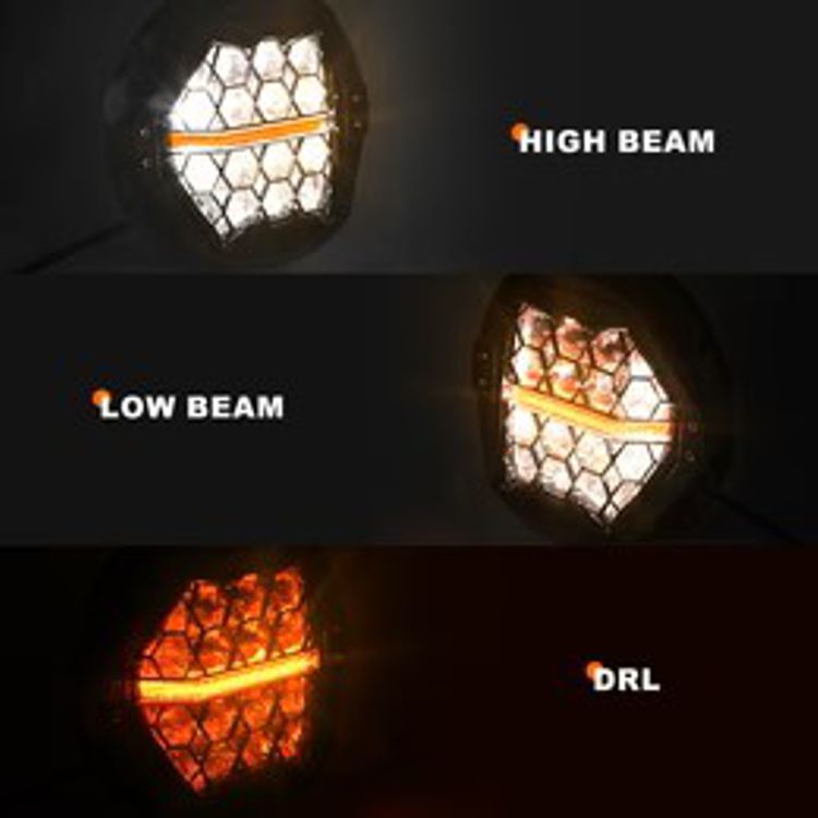 
                  
                    7 in. LED Black Powerful Harley Motorcycle Honeycomb Headlight with DRL - Amber
                  
                