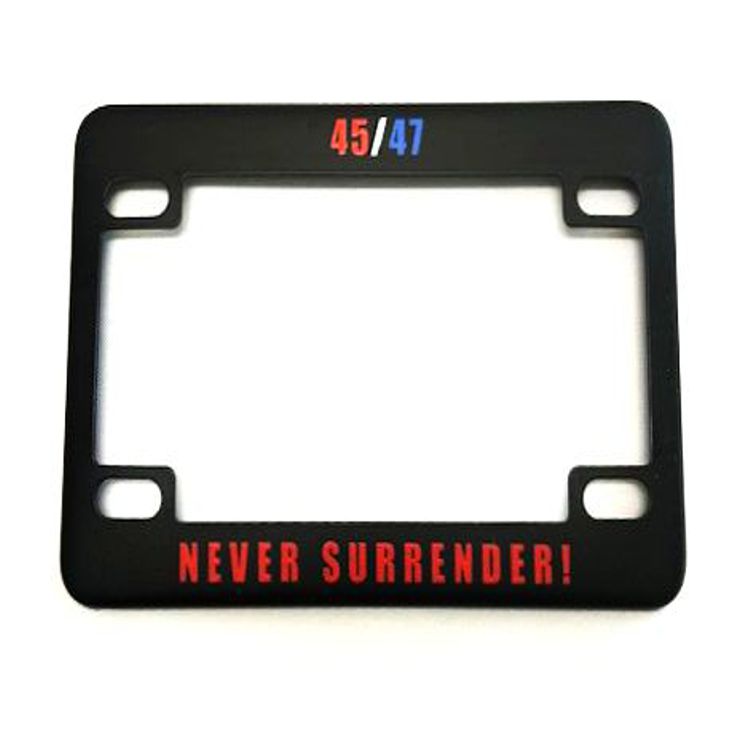 45/47 Red Letter ‘Never Surrender’ on Satin Black Plate Frame - Single ...