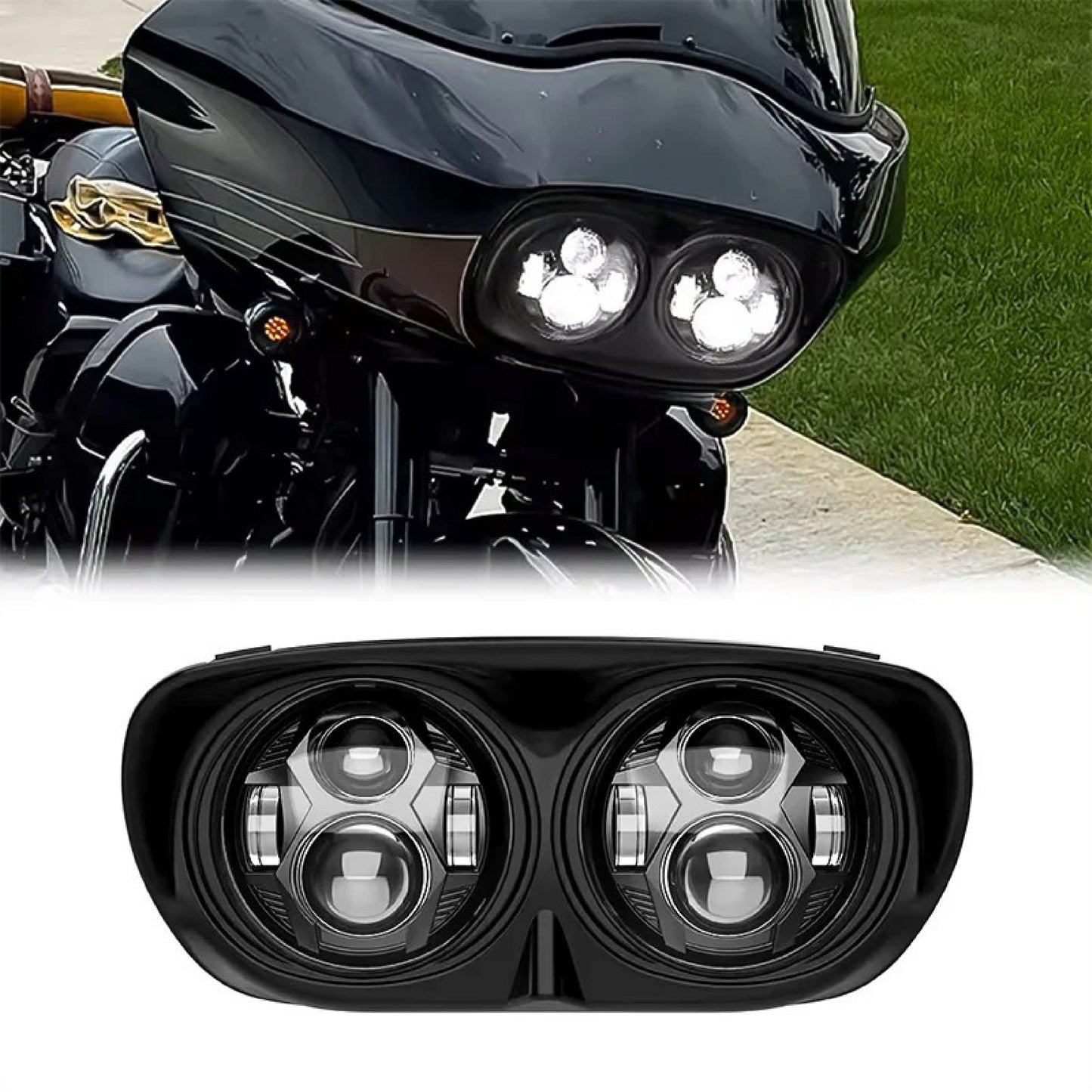 Dual LED Headlight for 2004-2013 Harley Davidson Road Glide