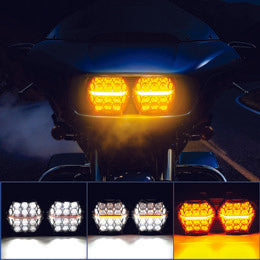 Amber DRL Honeycomb LEF Duel Headlights for 2015 - 2024 Road Glide