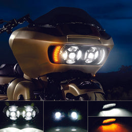 Dual LED Headlight with Front Amber and White LED Running Turn Signals
