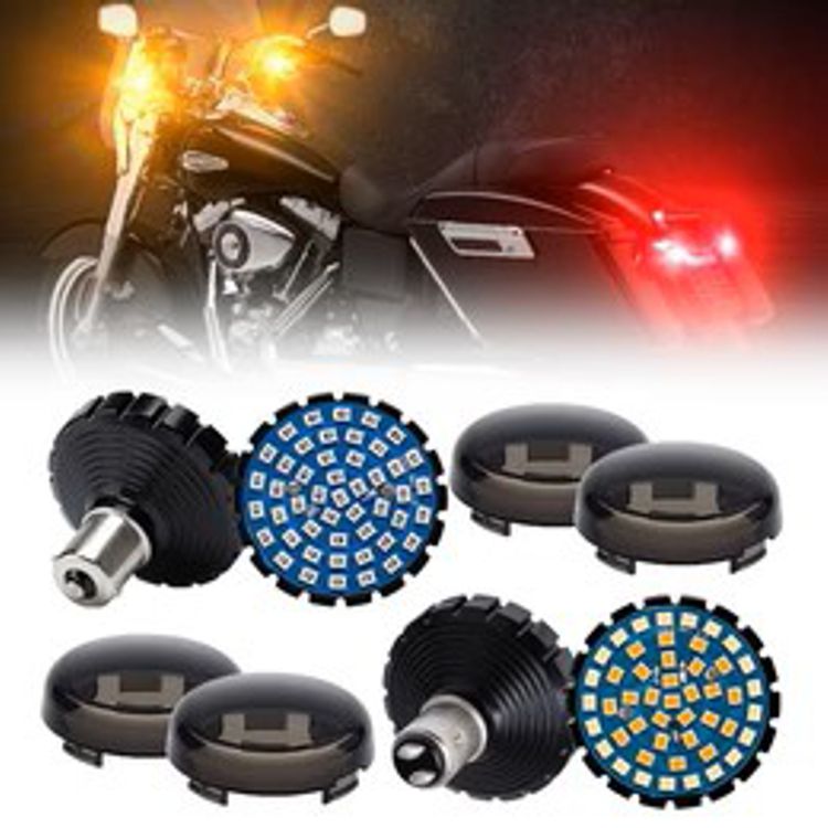 2'' Front LED Turn Signal & Running Light with 1157 Base + Rear  LED Brake Light with 1156 Base + Bracket Combo