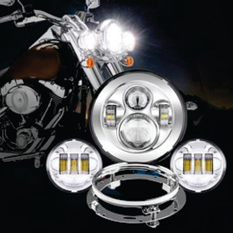 
                  
                    7" LED Headlight + 4.5" Fog Passing Lights with Bracket Ring – Black or Chrome Finish
                  
                