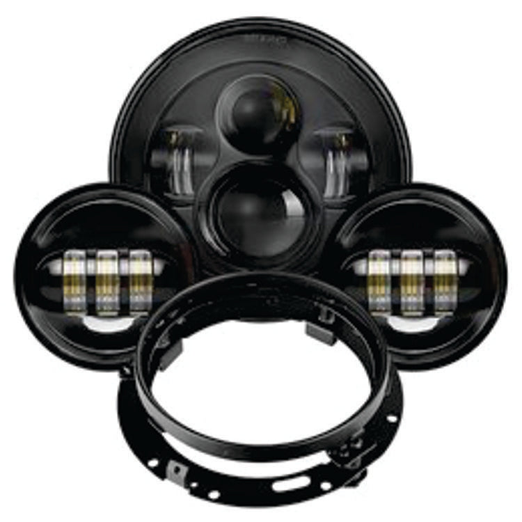 
                  
                    7" LED Headlight + 4.5" Fog Passing Lights with Bracket Ring – Black or Chrome Finish
                  
                
